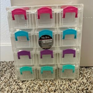 12-Nano Clear Storage Organizer with Pink, Teal, and Purple Latches